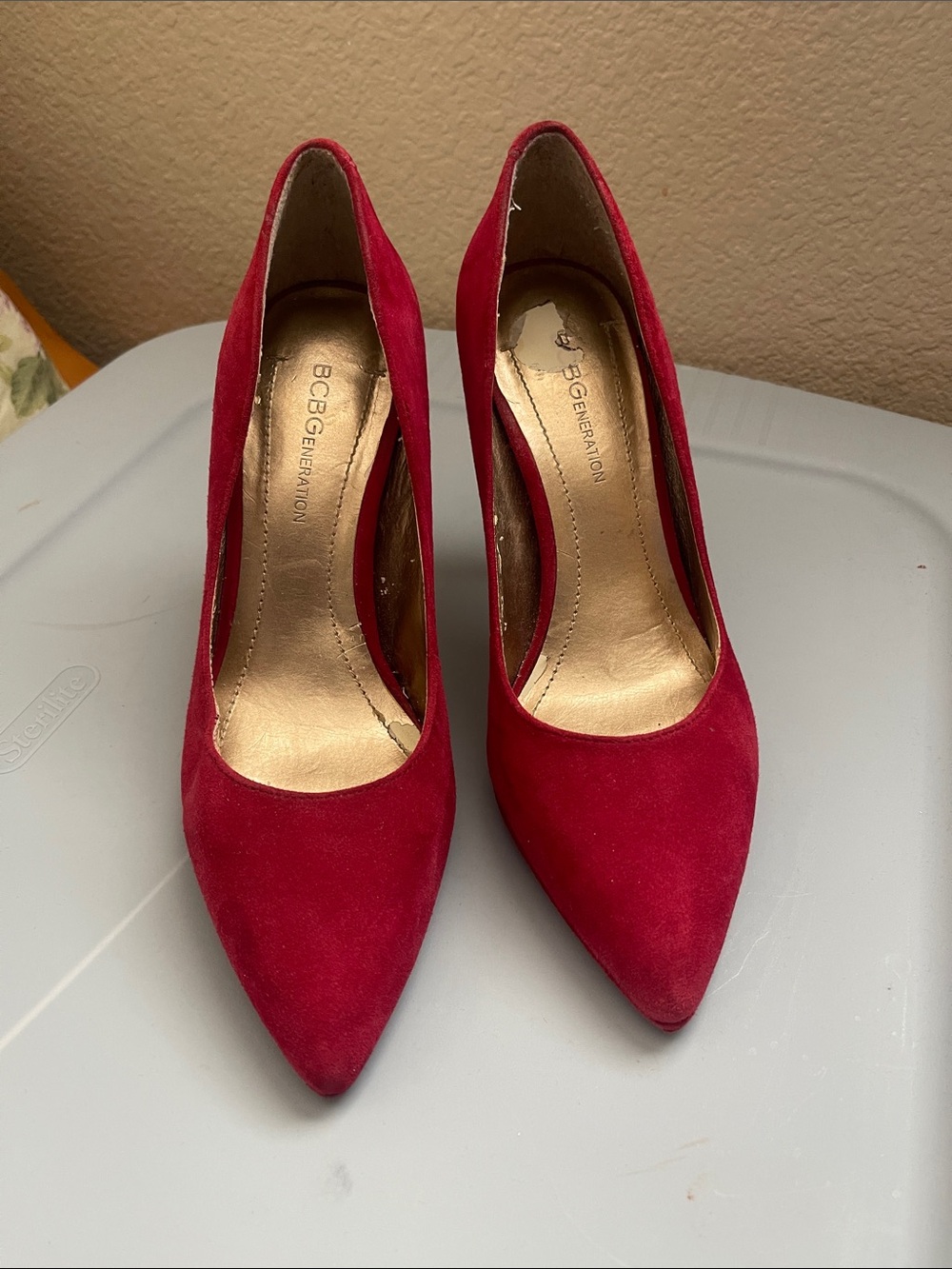 BCBGeneration Red Suede Pointed-Toe Pumps